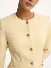 Metal Button Tweed Top and Shorts Set