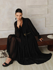 Chiffon Maxi Dresse with Scarf