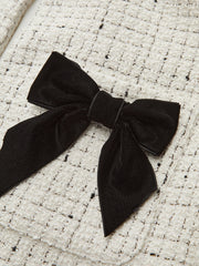 Tweed Contrast Bow Round Neck Jacket