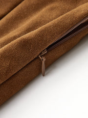 Irregular Metal Detail Suede Effect Mini Skirt