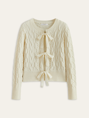 Bow Tie Cable Knit Cardigan