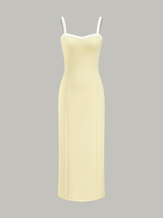 Contrast Trim Strappy Midi Dress