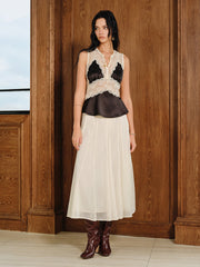 Semi-Sheer Chiffon Mid-Waist Maxi Skirt