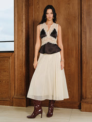 Semi-Sheer Chiffon Mid-Waist Maxi Skirt