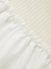 Bell Sleeve Contrast Panel Ribbed Maxi Dress