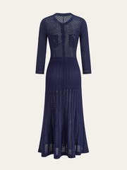 Button-Front Sheer-Knit Maxi Dress