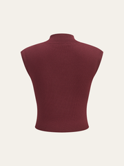 Mock Neck Sleeveless Top and Pleated Midi Skirt Set