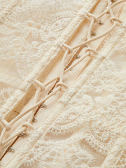 Sheer Strapless Lace Embroidered Corset Top