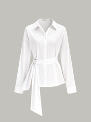 Tie-Waist Button-Down Shirt