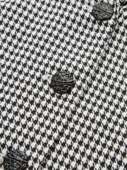 Houndstooth Belted Collar Vest