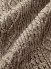 Mid-Waist Drawstring Cable Knit Pants