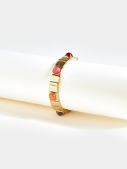 Colorful Gemstone Elastic Golden Bracelet