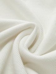 Cotton Blend Ribbed V-Neck Long Sleeve T-Shirt