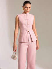 Textured Knot Button Vest