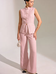 Textured Knot Button Vest