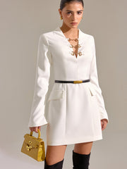 Horsebit Decor V-Neck Dress