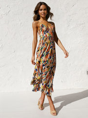 Multi Color Print Cami Midi Dress