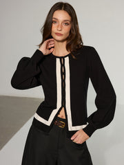 Contrast Trim Knitted Cardigan