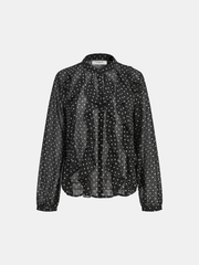 Ruffled Polka Dot Chiffon Shirt