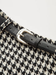Houndstooth Belted Mini Skirt
