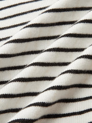 Striped Asymmetric Neck Slit Knit Top