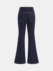 Mandarin Knot Slim Stretch Flare Denim Pants