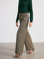 Houndstooth Mid-Waist Straight-Leg Pants