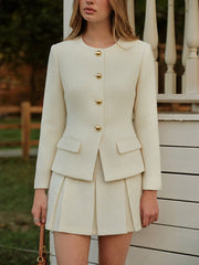 Tweed Pleated Mini Skirt