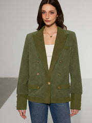 Corduroy Lapel Metal Button Blazer