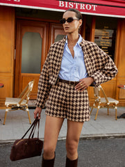 Houndstooth Stand-Collar Jacket