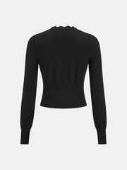 Tie Neck Button Fitted Cardigan