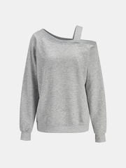 Strap Detail Off-Shoulder Sweatshirt