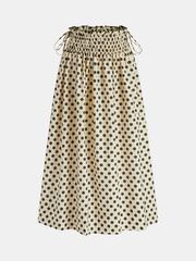 Polka Dot Smocked Waist Midi Skirt