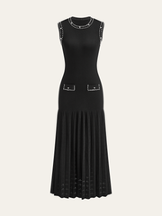 Pearl Trimmed Knit Midi Dress