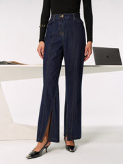 Mid-Waist Slit Denim Jeans