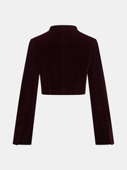 Metal Buckle Corduroy Stand Collar Jacket