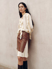 2 in 1 Pleated Zip PU Mini Skirt