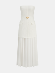 Pleated Strapless Maxi Dress with Detachable Strap