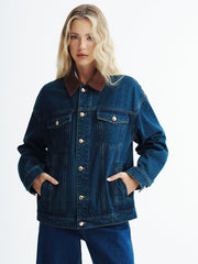 Corduroy Collar Denim Jacket