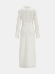 V-Neck Button Midi Dress