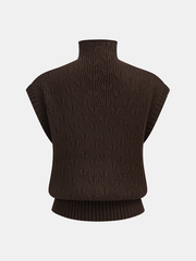 Turtleneck Cable Knit Sleeveless Vest