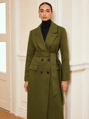 Double-Breasted Belted Long Coat