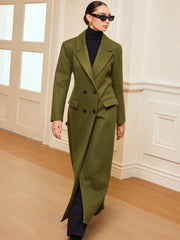 Double-Breasted Belted Long Coat