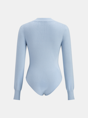 Henley Neck Button-Down Knit Bodysuit