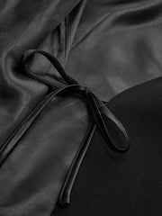 Wrap Front Faux Leather Bow Detail Blazer
