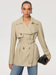Double-Breasted Belted Trench Coat