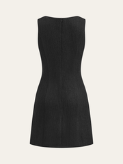 Tweed Sleeveless Button Mini Dress