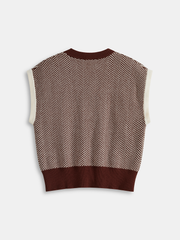 Herringbone Pattern Sleeveless Knit Vest