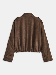 Faux Suede Cropped Biker Jacket