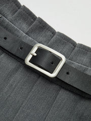 Mid-Waist Pleated Belted Skort